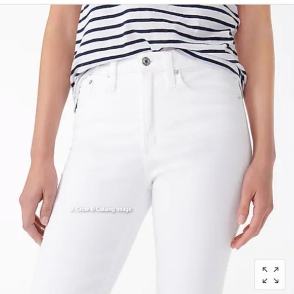 J. Crew 9” High-Rise Toothpick Jeans in White; B3584 - Picture 2 of 8